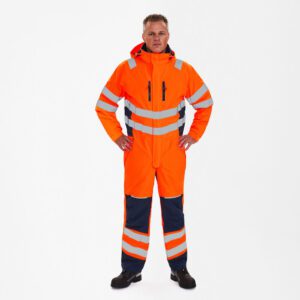 Safety Winter Overall EN ISO 20471 Hivis Oranje/Marineblauw