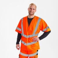 Safety Fluorescerende Wegenvest met mouwen EN ISO 20471